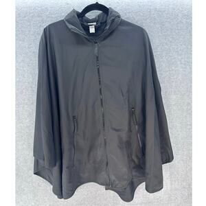 NWT Rainrap Sportyrap ONE SIZE Black Zip Poncho Tailgate Game Day Hooded